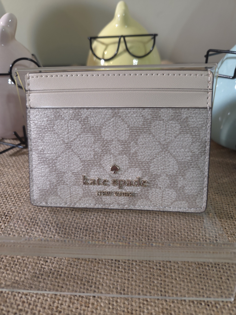 NWT Kate Spade Dark Beige Spade Flower Cardholder